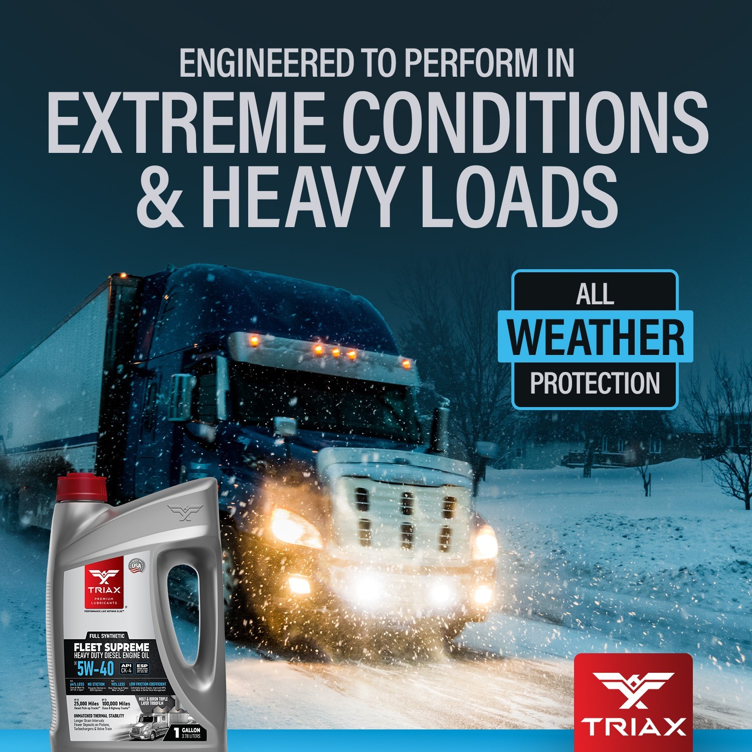 TRIAX Fleet Supreme 5W-40 Full Syn CK-4 Heavy Duty Diesel Engine Oil (5 Gallon)