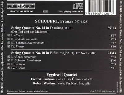SCHUBERT: DEATH AND THE MAIDEN (STRING QUARTETS NOS. 14 & 10) NEW CD