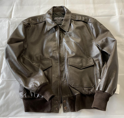Excelled Jacket Mens Medium Brown Leather Type A-2 Flight Bomber Jacket USA