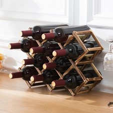 Stackable Wooden Wine Rack Storage Shelf Hold...