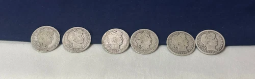 Barber Quarter Lot 6 Coins 1899 1908 D 1901 1902 O 1908 O 1916 D