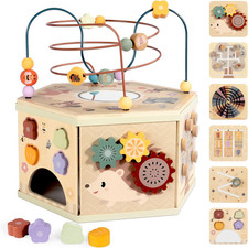 Wooden Activity Cube Montessori Toys for 1 2 Year Old Baby Activity Center for T