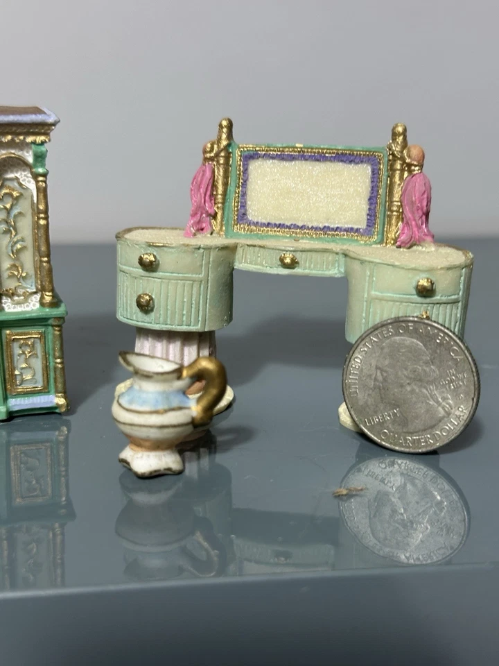 Vintage 90s Hand-painted Dollhouse Set Victorian French - Image 2 of 4