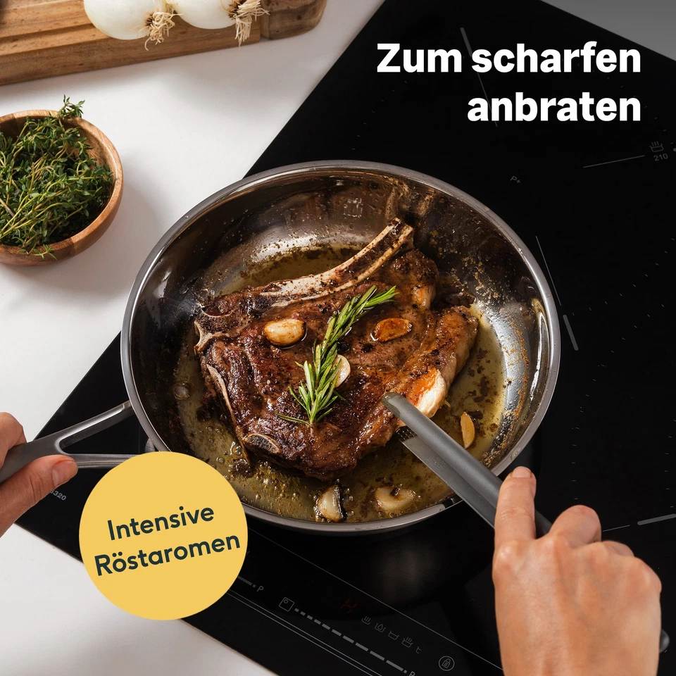 SILBERTHAL Edelstahl Pfanne Unbeschichtet - Induktion - Profi Bratpfanne 24 cm - Bild 3 von 4