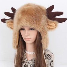 Sombrero de invierno con cuernos de toro para hombres y mujeres cálido peludo proteger orejas sombreros