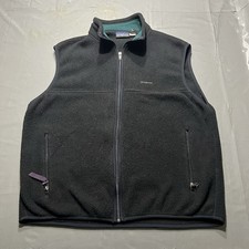 Vintage Patagonia Synchilla Vest Mens L Black Fleece Zip Pockets Made in USA