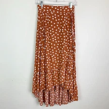 MAJE Johno Polka Dot Asymmetric Ruffle Midi Skirt Size S