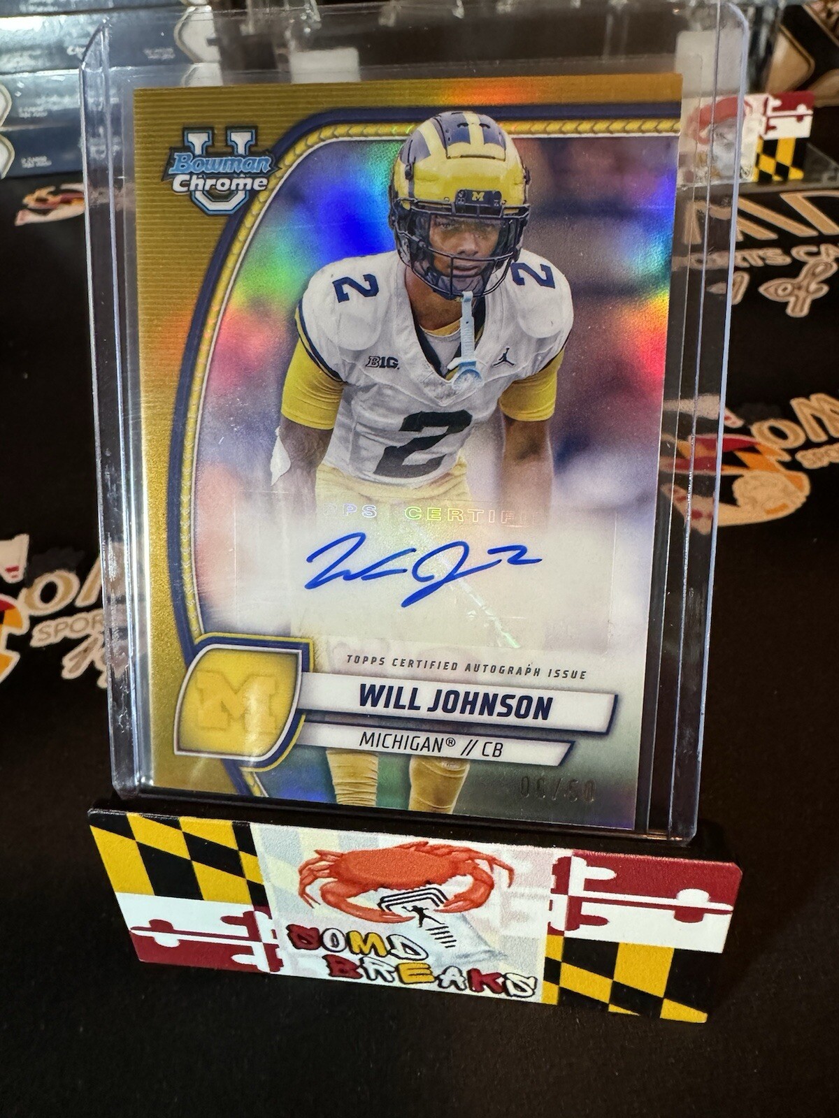 2024 Bowman Chrome University WILL JOHNSON TRUE GOLD 6/50 AUTO