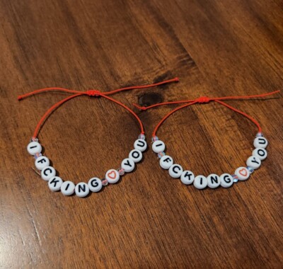 I fcking ❤️ love you friendship bracelets couple bracelets made w letter  bead
