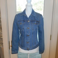 ESCADA SPORT Sz S 34 blue Silver Button Down Pockets Long Sleeve Denim Jacket