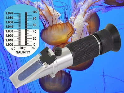INTRATEC Refraktometer Salinität Salz Aquarium, Salzgehalt:0-100‰ Dichte:1.000-1.070