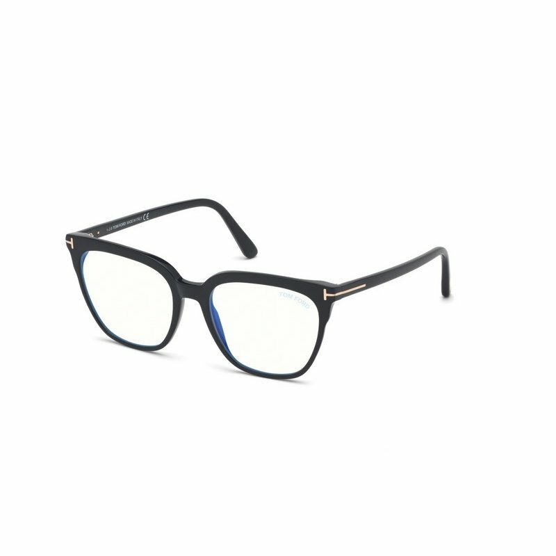 トムフォードビューティ Tom Ford FT 5599-B 001 Shiny Black Blue Block Lens Eyeglasses 52mm