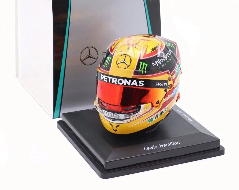 Mercedes AMG Petronas F1 1/5 Schaal Mini Racing Helm, Lewis Hamilton 2017 Mexico GP Wereldkampioenschap, Display Box