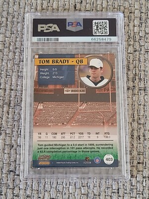 2000 Pacific Tom Brady Rookie RC #403 PSA 5 TB12 GOAT | eBay