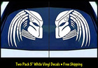 Predator Alien TWO 5" White Vinyl Decals Mirrored Car Window Laptop Tablet
