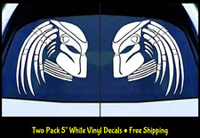 Predator Alien TWO 5" White Vinyl Decals Mirrored Car Window Laptop Tablet