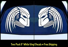 Predator Alien TWO 5" White Vinyl Decals Mirrored Car Window Laptop Tablet