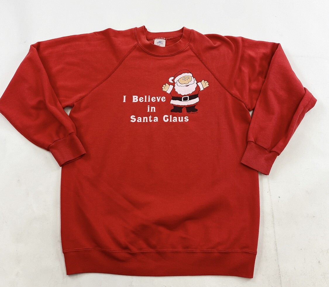 トップス N&N STORE I BELIVE IN SANTA SWEAT Vintage I Believe In Santa Claus Sweatshirt Adult Medium Red
