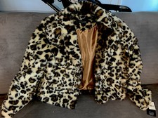 Nwt Black Rivet G-iii Apparel Size L Leapord Print Faux Fur Coat