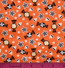 Halloween Candy Fabric - HALF YARD - 100 Cotton Orange Black Blender Tonal Fall