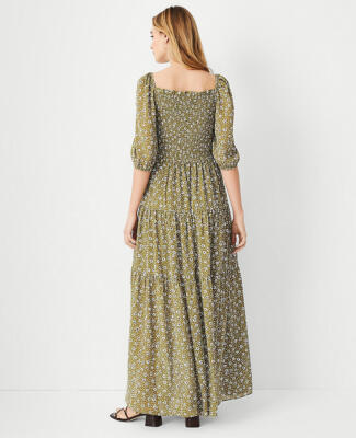 ann taylor petite maxi dress Ann Taylor Petite Polka Dot Tiered Maxi Dress Moss Green Women's