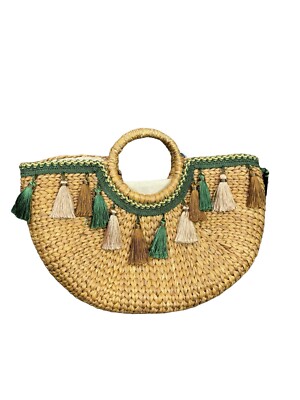 Handgefertigte Top Griff Quasten Sommer Strand Strohtasche Mui The Label Vietnamesisch