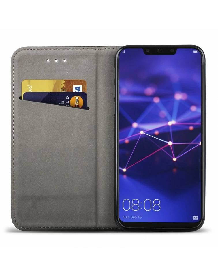 CUSTODIA LIBRO PER HUAWEI MATE 20 LITE - COVER SMART MAGNET CASE NERO - Immagine 3 di 4