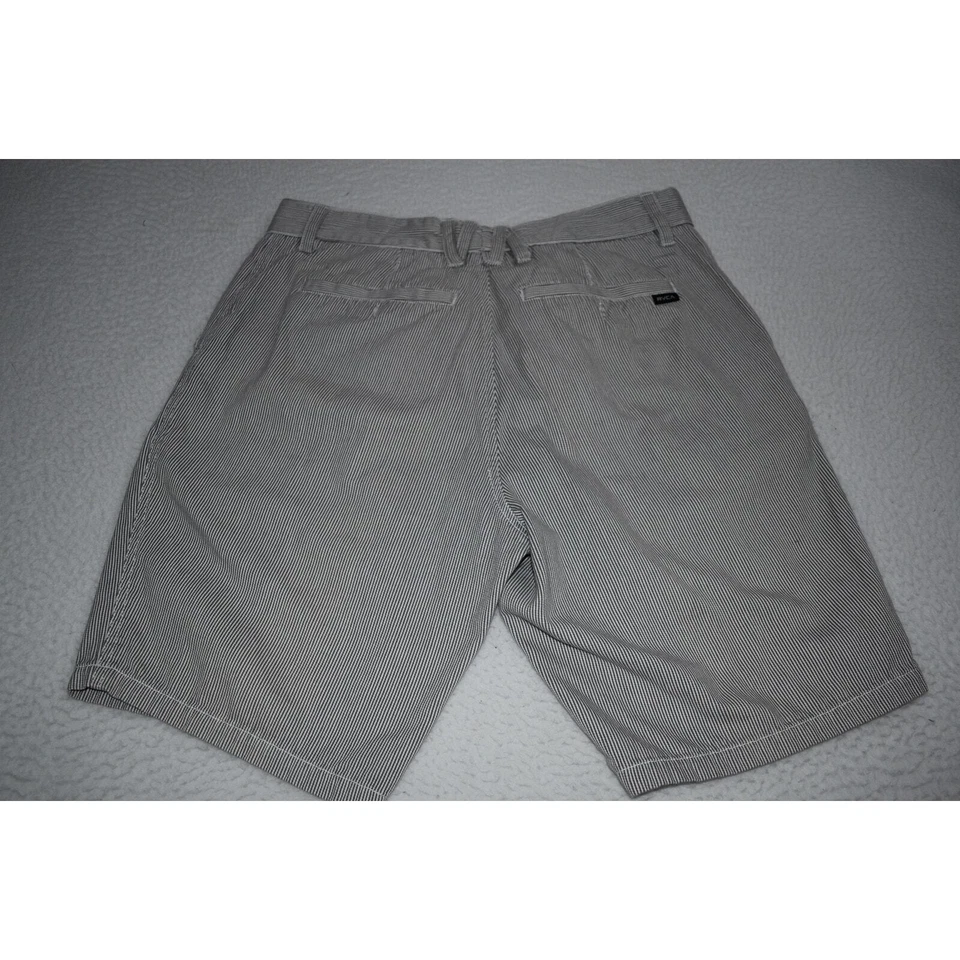 Pantalones Cortos RVCA Chinos Caquis Golf Para Hombre Talla 32 Gris Blanco Rayas Algodón Plano Foto 4 de 4