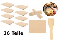 Set 16 Teile Holz 8 Raclettespachtel + 8 Untersetzer Raclette Spachtel Schieber