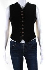 Dolce & Gabbana Womens Striped Floral Paneled Buttoned Vest Black Yellow Size 40