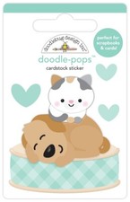 Crafts Doodlebug Doodle-Pop Stickers Best Friends Cat Dog Cuddled Up Bed Hearts