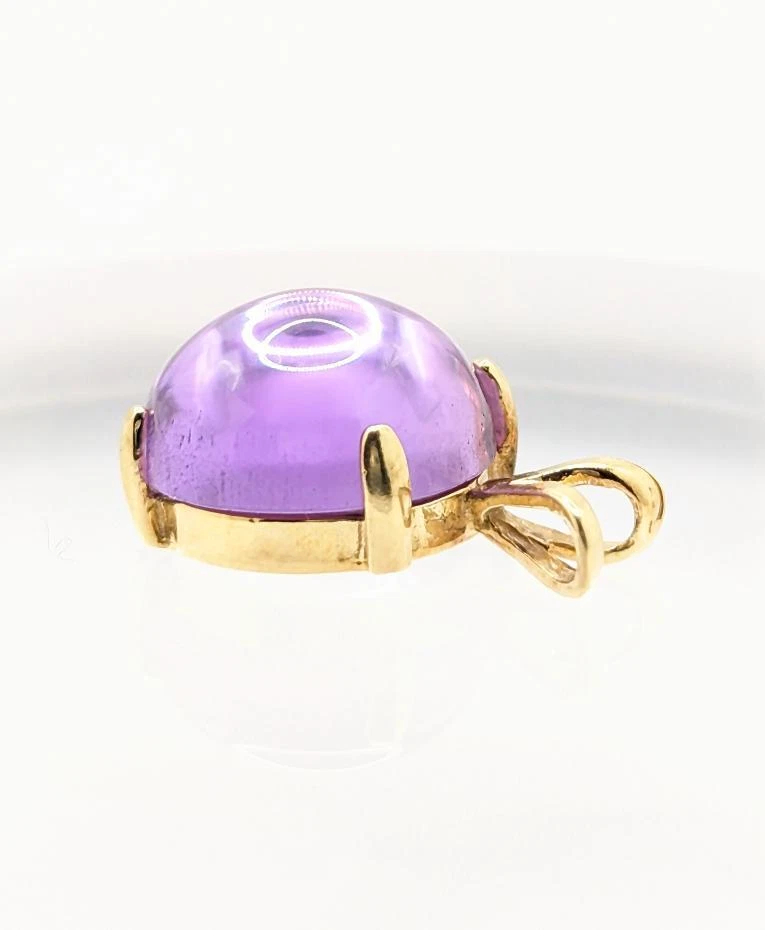 14K Solid Yellow Gold 2.7g Simple Large Stone Everyday Minimalist Pendant - Image 3 of 4