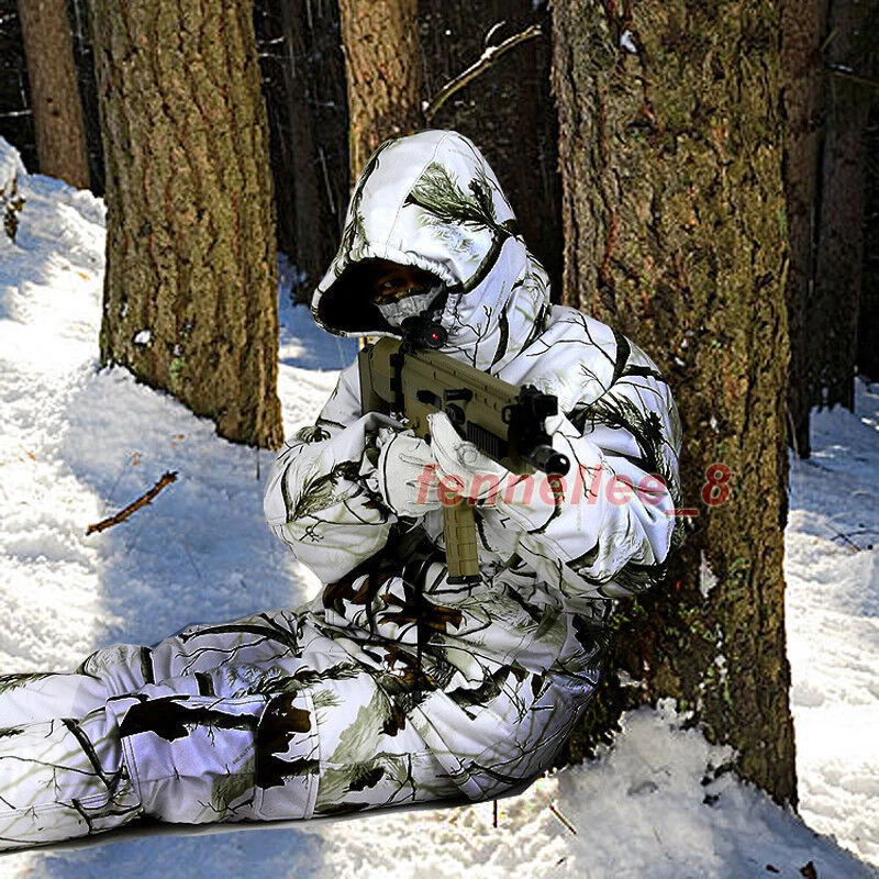 Camouflage Ghillie Suit Padded Jacket Pants Waterproof Winter Snow Field Bionic - Image 3 of 4