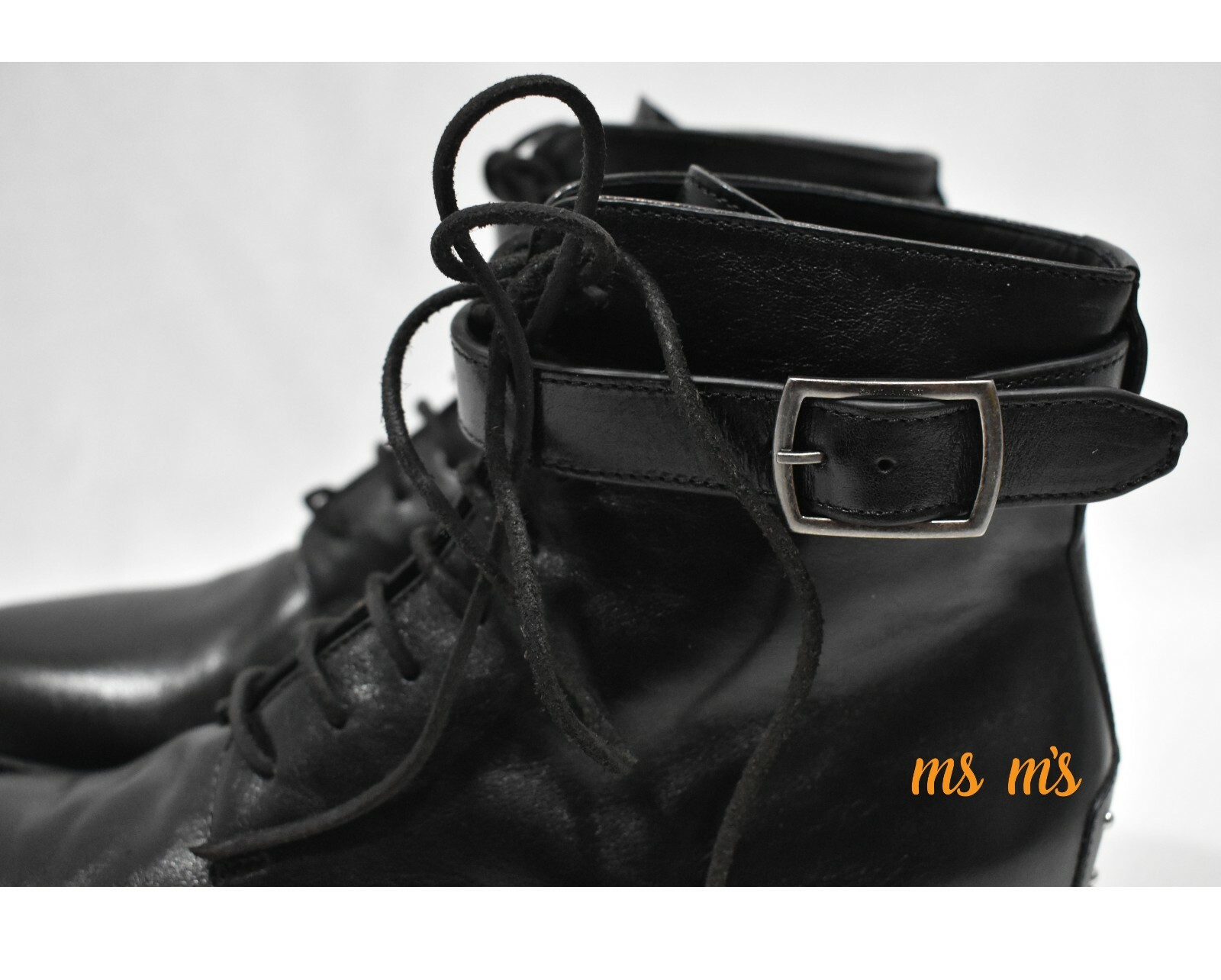 Nuovi con scatola Saint Laurent YSL Black Army Moto borchie fibbia in pizzo pelle EU45 US12