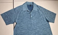 Lululemon Polo Shirt Men's Small Teal Poly Nylon Evolution Vent Golf Gym Casual