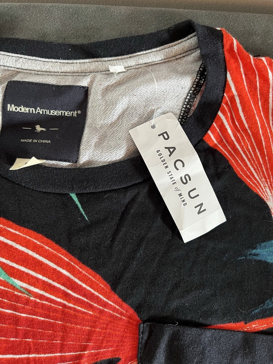 Modern Amusement - nov Modern Amusement Leaf Printed Multi-Colored T Shirt Size