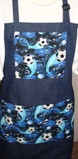 NEW Handmade Soccer Sports Denim Bib BBQ Kitchen Apron XL