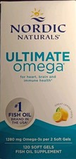  1 NORDIC NATURALS ULTIMATE OMEGA 1280mg FISH OIL SUPPLEMENT 120 LEMON SOFTGELS 