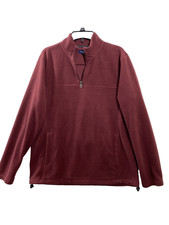 Croft Barrow Men's Burgundy Fleece 1/4 Zip Size M Pullover Jacket Pockets
