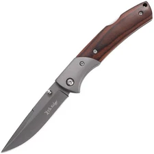 Elk Ridge Lockback  Coated Stainless Blade Wood Handle Knife ER2005GY