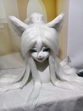 Fursuit long-haired animal head mascot party Halloween fur Cosplay head