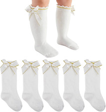 Baby Girl Knee High Socks: Soft Cotton Infant Baby Long Socks Newborn Stockings