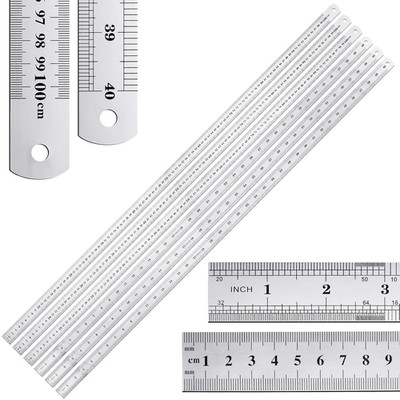 6 Pieces Bulk Metal Yard Stick Large Stainless Steel Ruler Rule Measure Straight