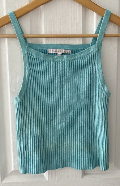 INTRUDER Ladies Blue Ribbed Knit Midriff Crop Top Size XS/S