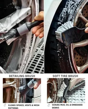 8PCS Pro Wheel Cleaning Kit Woolies Brushes Detailing Brush Tire Wash Mitt Towel