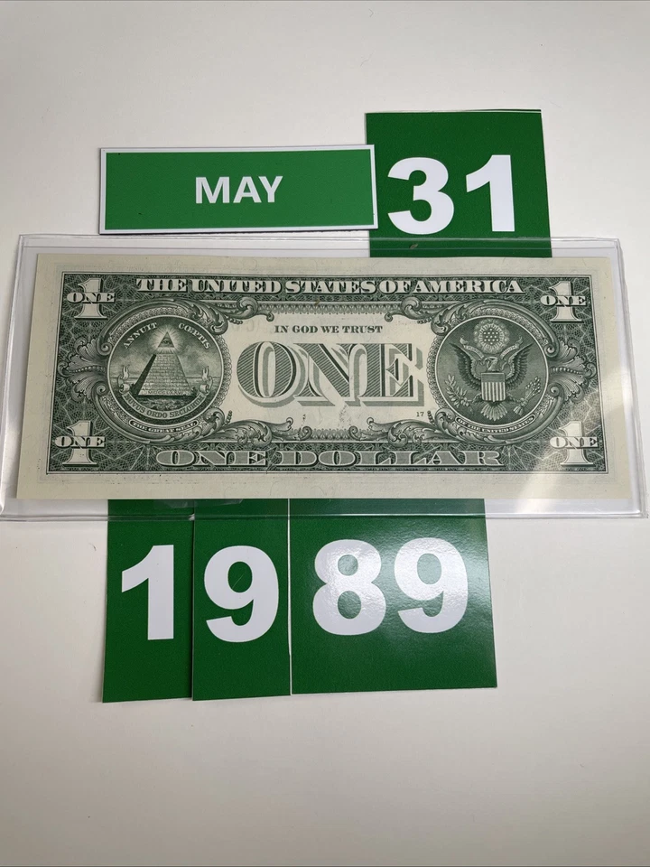 Birthday Note MAY 31 1989 Almost UNCIRCULATED CONDITION $1 Dollar Bill Fancy 💵 - Image 4 of 4