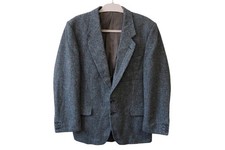 Vintage HARRIS TWEED Blazer men's gray heavy wool jacket retro classic style 00s