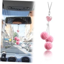 Pink Bling Car Accessories for Women, Girly Crystal Car Rearview Mirror Decor,