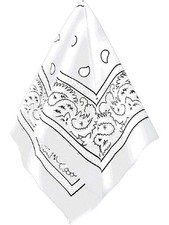 Paisley Pattern Cowboy Western White Bandana 20"x20" Party Accessory