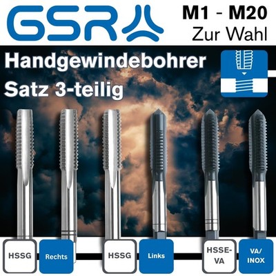 GSR Gewindebohrer Handgewindebohrer-Satz Gewindeschneider M1 - M20 zur Auswahl